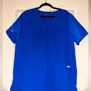 Figs Women’s Royal Blue Casma - Three Pocket Scrub Top, size XL